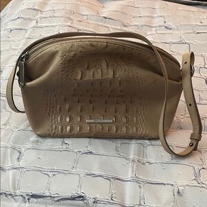 Brahmin Beige Croc-Embossed Crossbody Bag
